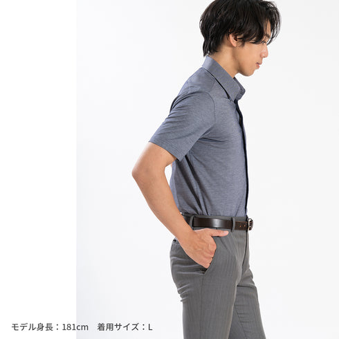 【日本製】 ワイシャツ メンズ ビジネス 半袖 形態安定 ノンアイロン 綿100% 無地 レギュラーカラー イージーフォーマルシャツ サックス(SHKN25-102-sa)